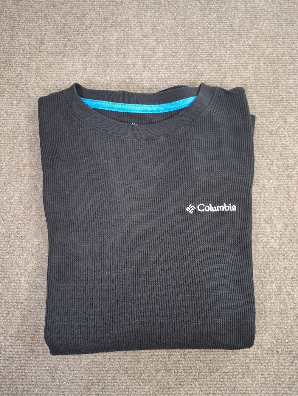 EUC Columbia Black Thermal Waffle Shirt Long Sleeve Size Medium